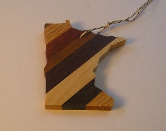 Minnesota shaped laminated hardwood ornament or magnet