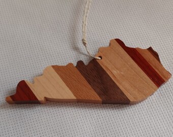 Kentucky shaped laminated hardwood ornament or magnet, handcrafted