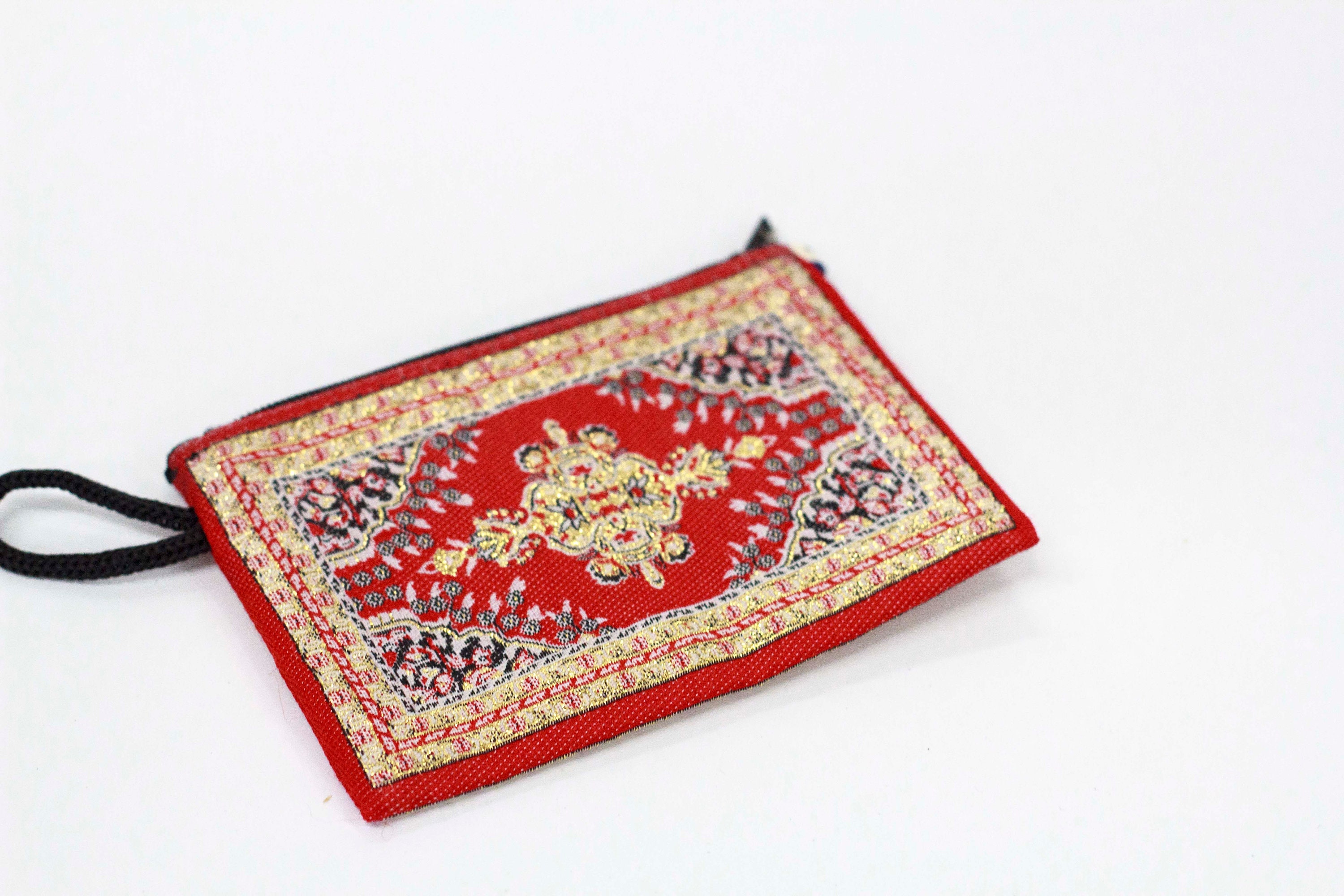 Handmade Turkish Rug Design Coin Wallet Purse red/gold Etsy UK