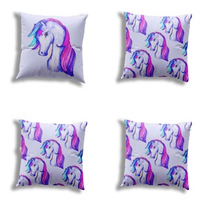 Kid Pillow Set with 4 pieces Large Scale outdoor patio Pillow Cartoon Décor Print pillow Unicorn design Pillow with Cover