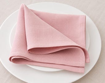 100 stuks oudroze katoenen servetten: zachte stonewashed doek, decoratie bruiloft