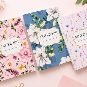 Floral Printable Notebook Bundle A5 | Lined Notes, Blank Pages & Two Column Layout|