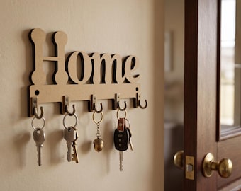 Home Key Holder Wall Mounted Wooden Key Rack Farmhouse Entryway Organizer Rustic 5 Hook Coat Hat Towel Holder Home Decor