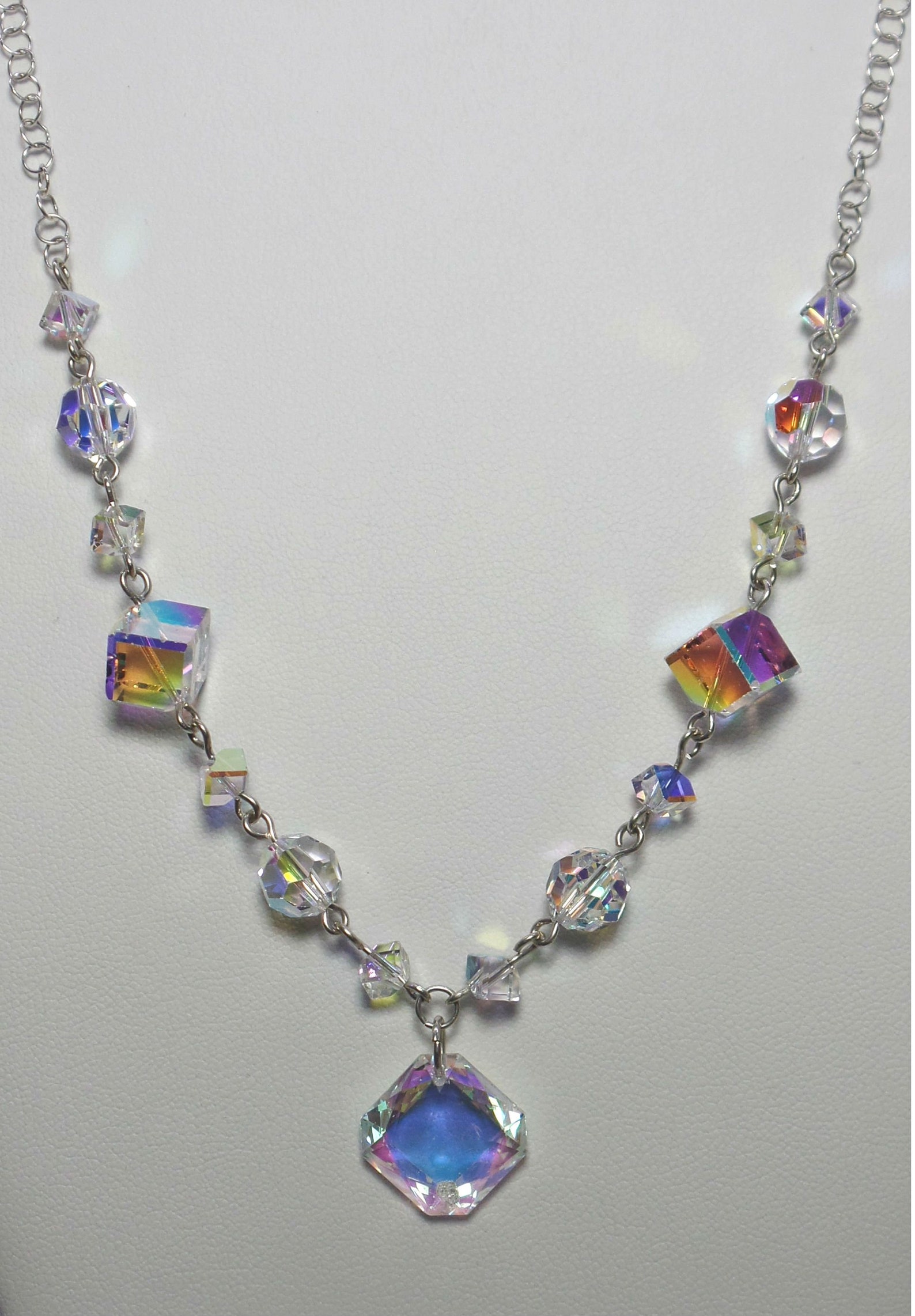 Swarovski Crystal Vintage Square Pendant Necklace One of A Kind Etsy