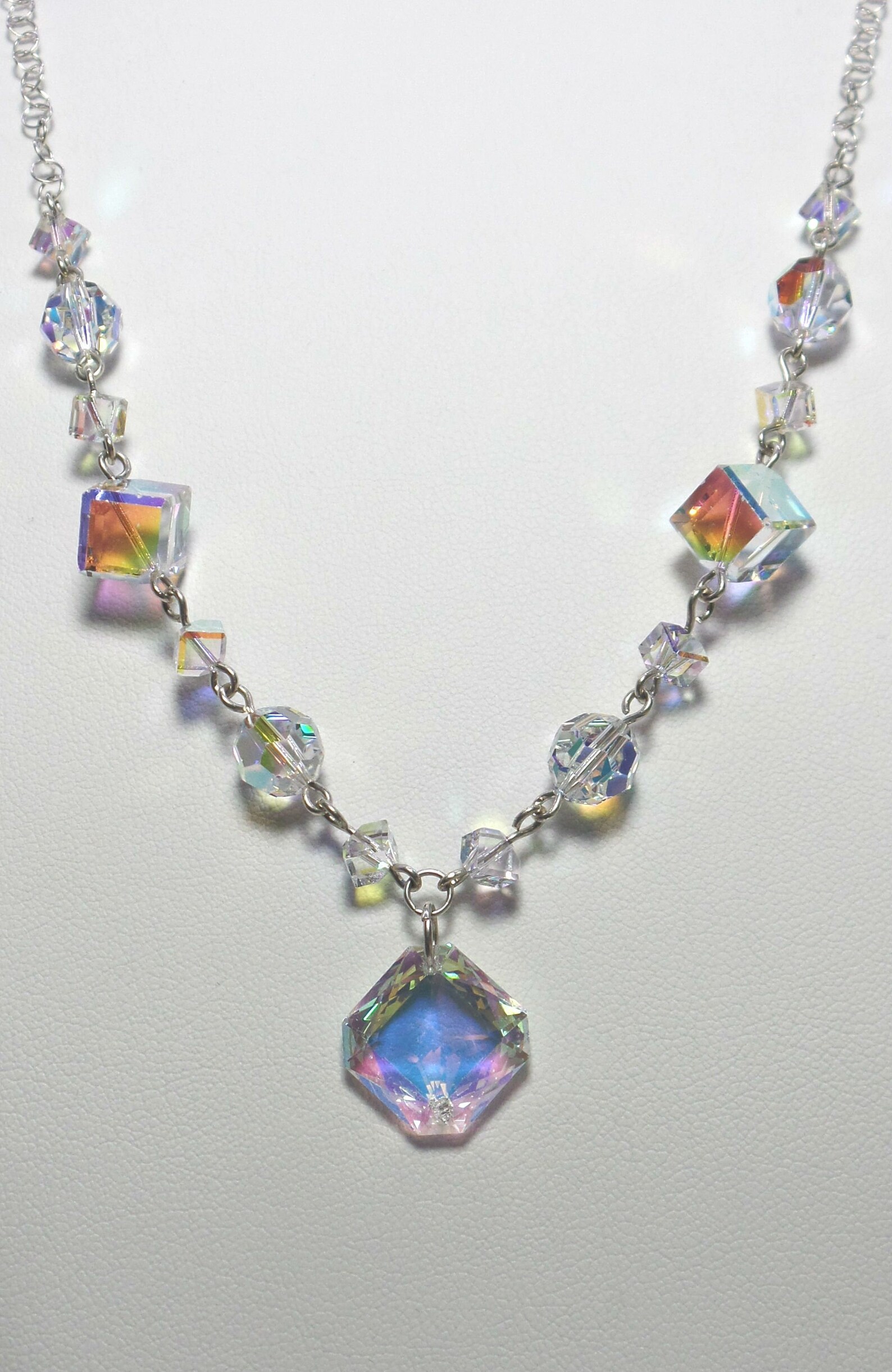 Swarovski Crystal Vintage Square Pendant Necklace One of A Kind Etsy