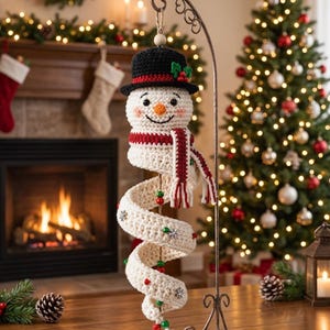 Patrón de adorno de muñeco de nieve giratorio a crochet, decoración navideña Amigurumi Twister (PDF)