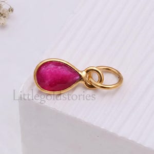 Natuurlijke rubyliet hanger, verguld met 18k goud, delicate hanger van 925 sterling zilver, minimalistisch cadeausieraad