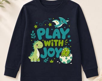 Play With Joy dinosaur design Youth Jersey Long Sleeve Tee | kids dino shirt
