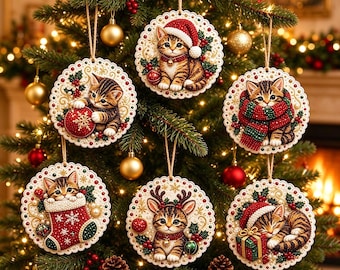 Six piece Christmas tree ornament set, festive holiday hanging decorations