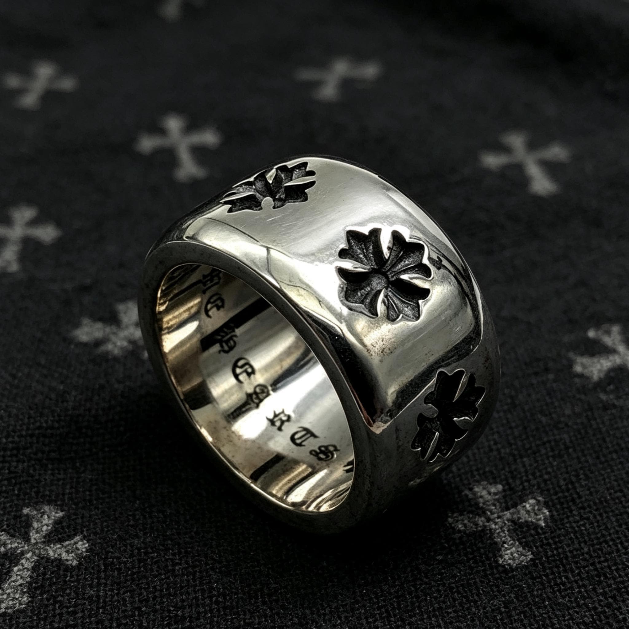 925 Silver Chrome Hearts Ring - Etsy