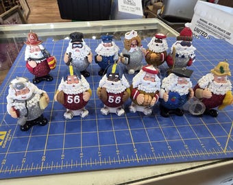 OC100 Lot Of 12 Dept 56 Santa Nurse Christmas Ornaments Football Fireman Police