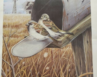 Postal Retreat By Kyle Sherrod Print S/N 1992 sparrow Bird