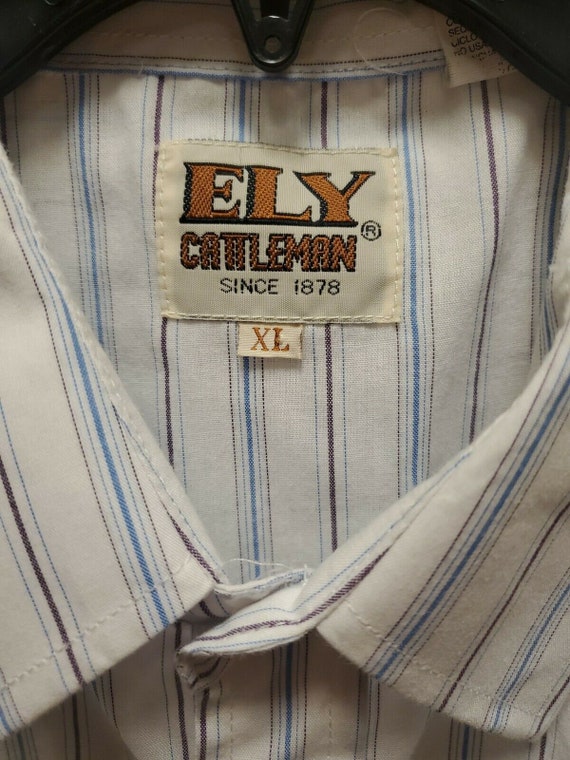 Vintage Ely Cattleman Men's XL Striped Long Shirt… - image 3