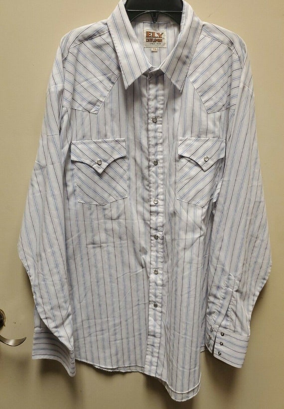 Vintage Ely Cattleman Men's XL Striped Long Shirt… - image 1