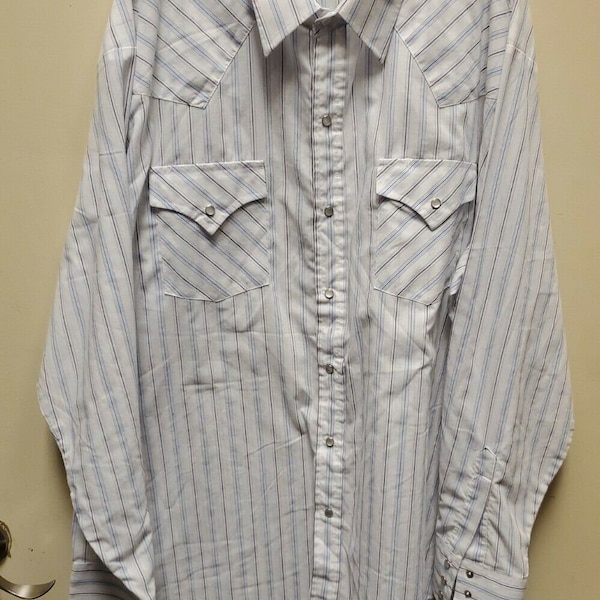 Vintage Ely Cattleman Men's XL Striped Long Shirt Pearl Western Wt1