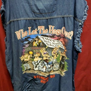 Sturgis Blue Cut Off Chemise en denim qui laisse sortir les porcs 2019 Taille 4xl Ms23
