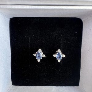 10K Gold Genuine Blue Sapphire Earrings - Solitaire Gemstone Ear Hoops, Solid Gold Earrings , Fine Fashion, Vintage Jewelry, Gifts For Her