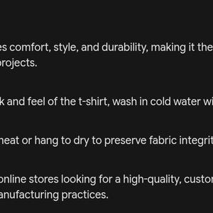 Puede incluir: Un gr&aacute;fico informativo negro con texto blanco titulado Care Instructions. Enumera cuatro secciones: General, Washing, Drying y Storage. El texto proporciona pautas para el mantenimiento de una camiseta, incluyendo el lavado en agua fr&iacute;a y el secado en secadora a baja temperatura.