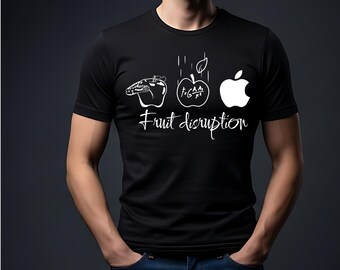 Oversized Black Streetwear T-Shirt "Fruit Disruption" | Graphic Apple Print Cotton Tee | Alternative Unisex Fashion