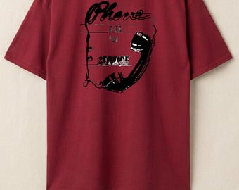 Camiseta Oversize Estilo Retro con Estampado de Teléfono en la Espalda, Camisa Unisex Grunge Y2K, Ropa Aesthetic Streetwear de Manga Corta