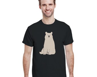 Unisex T-shirt met zwarte beer | T-shirt met dierenprint voor mannen en vrouwen | Origineel cadeau voor dierenliefhebbers | SHRIMP