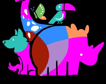 Colorful Animals Gildan 5000 Shirt, Pop Art Aesthetic Tee, Unisex Graphic Shirt, Nature Lover Gift, Cute Safari Apparel