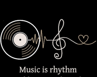 Gildan 5000 Vinyl Record T-Shirt, Music Is Rhythm Design, Retro Melody Tee, Soulful Music Lover Gift, DJ and Melophile Apparel