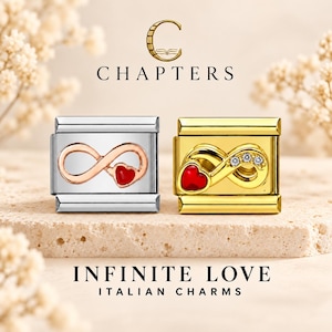 Infinite Love Italian Charm, Rose Gold Infinity Heart Charm