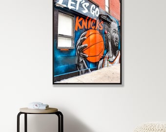 Knicks Championship Mural Photo Print, NYC Basketball Wall Art
