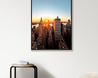 Manhattan Rooftop Sunset Photo Print, NYC Skyline Wall Art