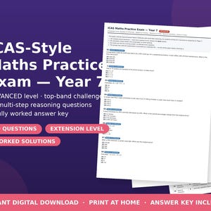 Year 7 ICAS-Style Maths Practice Exam | Advanced Challenge Questions (PDF Download)