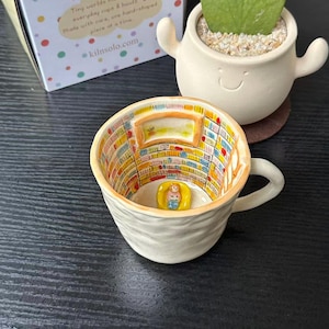 Hand Painted Ceramic Mug, Handmade Pottery Cup, Colorful Artisan Coffee Mug, Unique Stoneware Tea Cup, One of a Kind Ceramic Gift (A050)