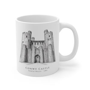 Conwy Castle Mug, Architectural Floor Plan Coffee Cup, North Wales Souvenir Gift