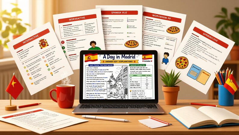 Buntes Spanisch A1 PDF Arbeitsbuch mit interaktiven Lernaktivitäten und Sofort-Download Bild 4