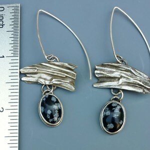 Snowflake Obsidian Silver Earrings image 3