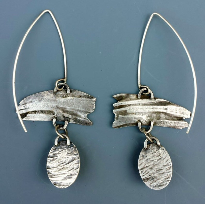 Snowflake Obsidian Silver Earrings image 2
