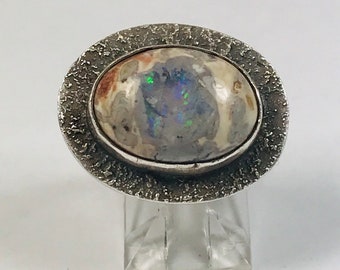 Sterling silver ring with Mexican Opal