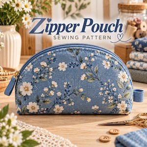 Half Moon Zipper Pouch Sewing Pattern PDF, Curved Zipper Bag Pattern, Fabric Pouch, A0 A4 US Letter