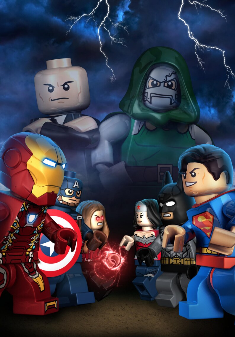 Lego Avengers vs Lego Justice League Poster Etsy Lego Avengers vs Lego Justice League Poster Etsy