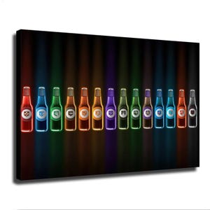 Quadro em tela com garrafas de vantagens do COD Zombies: Arte de parede neon para jogos