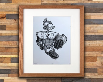 Gizmo Duck - Linoleum Block Print