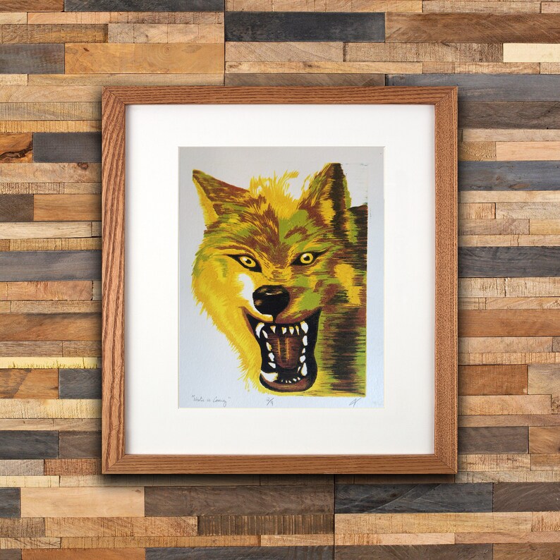 Woodblock Print Wolf