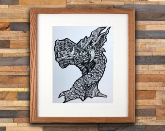 Rhaegar Dragon - Woodblock Print