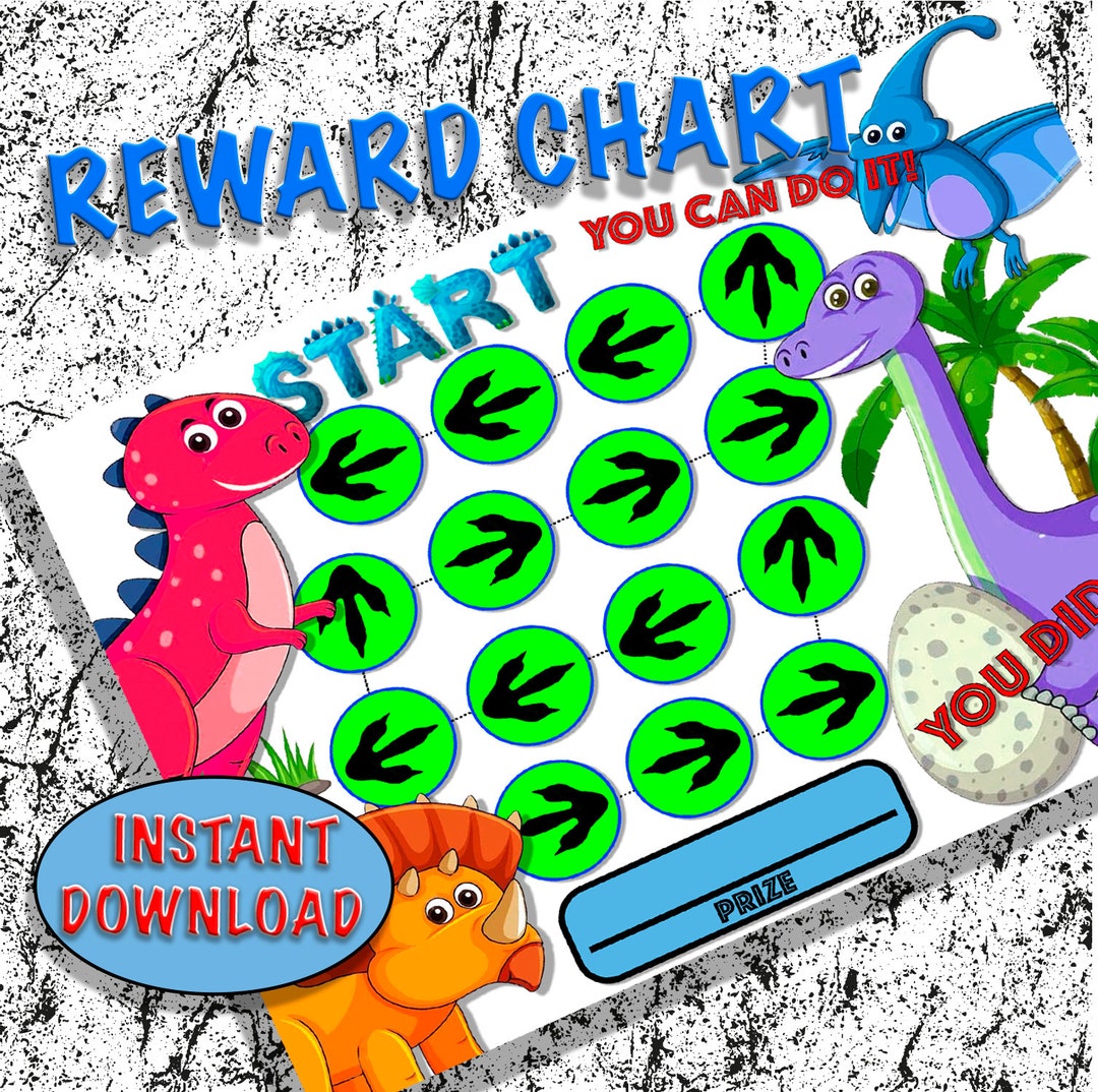 Dinosaur Reward Chart, Printable Sticker Chart, Kids Chart, Chore Chart ...