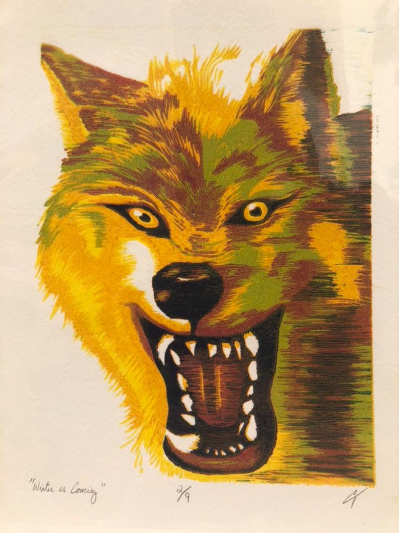 Woodblock Print Wolf