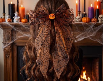 Horquillas para el pelo de Halloween, pinzas para el pelo con lazos, accesorios para fiestas de Halloween, diseños originales de calabazas: aptos para adultos y niños.