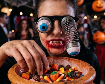 Divertidas gafas con ojos de resorte caídos y originales, ideales para fiestas de Halloween, disfraces de piratas y vampiros.