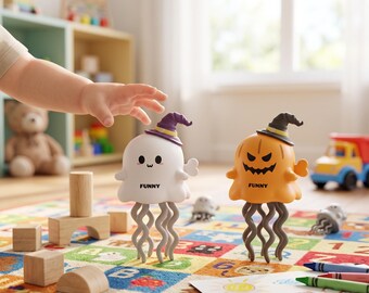 Fantasma bailarín de cuerda / Regalo para niños en fiestas de Halloween / Set de calabaza espeluznante y adorable / Apto para niños