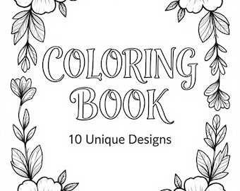 Coloring Book PDF Adulti | 10 Pagine da Colorare Stampabili | Disegni Antistress Animali, Fiori e Fantasy | Download Immediato