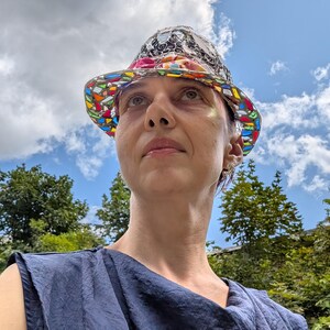 Stained glass fedora hat, unique colorful statement piece, wearable art image 8